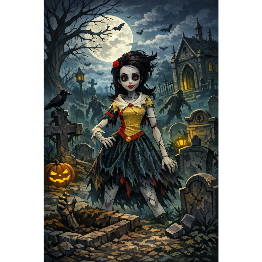 Once Upon a Zombie Snow White 11” Doll WowWee 2012 New Sealed Collector Stand - Picture 8 of 9